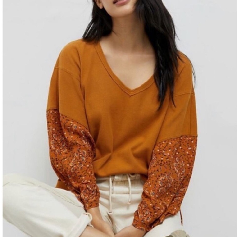 Anthropologie Women's‎ Annette Floral Sleeve Thermal Bohemian Top Size Small